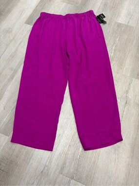 Vikki Vi Wide-Leg Silk Pants in Vibrant Magenta